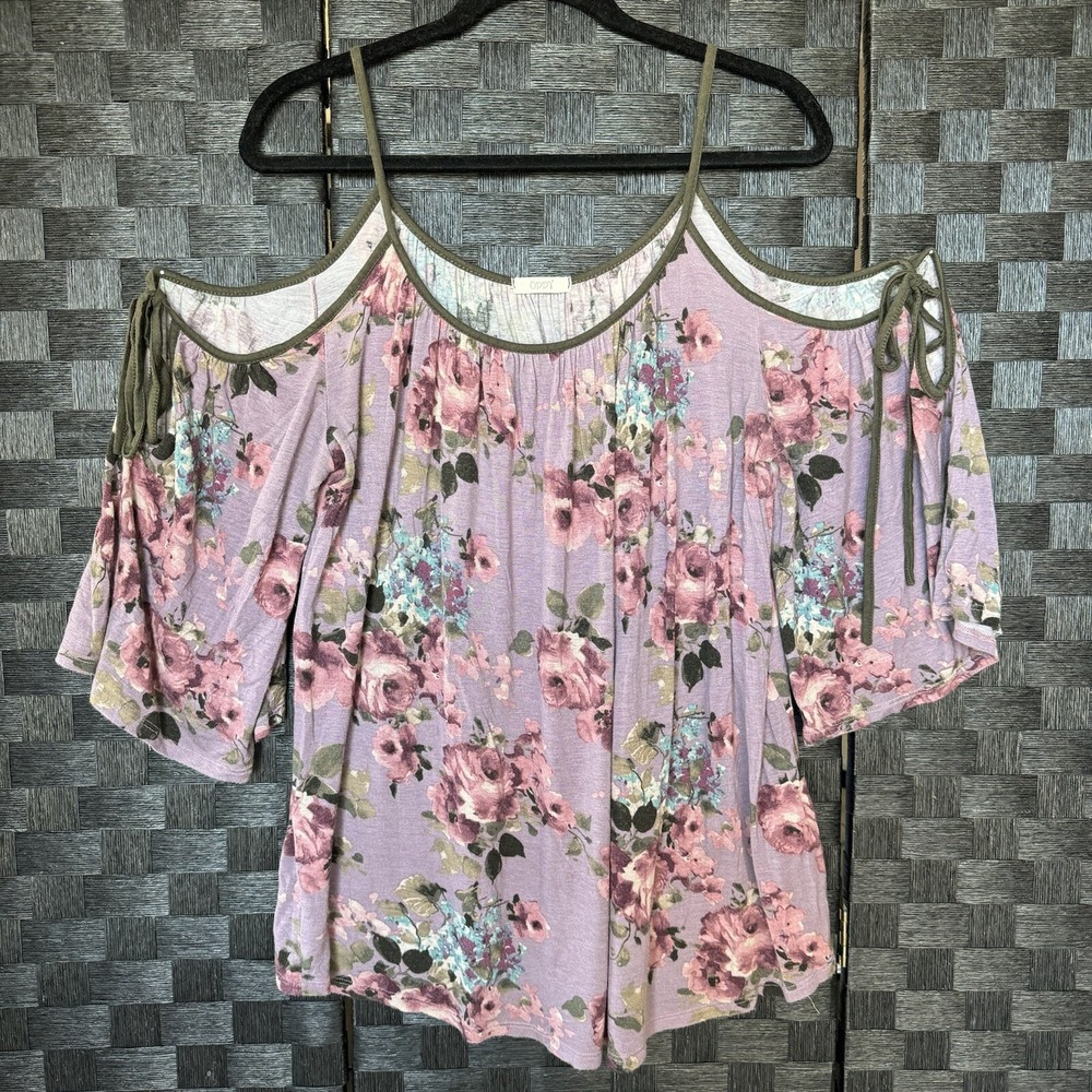 Oddy Women's Cold Shoulder Top Shirt Multicolor floral Large